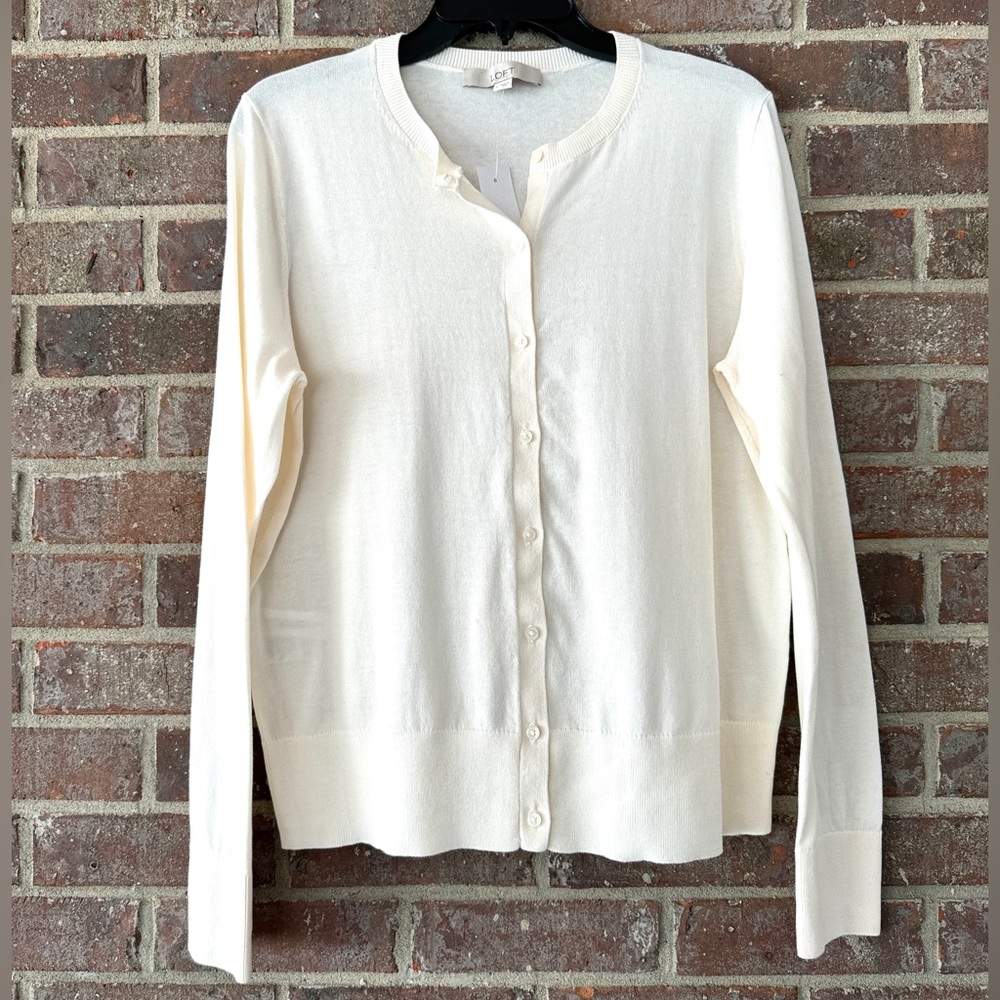 Loft Women’s Button Up Sweater Cream Size Large NWT